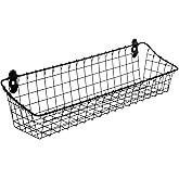 Spectrum Medium Wire Wall Basket Matte Black Rustic Wall Bin, Vintage Wire Basket Wall Mount Hanging Caddy for Kitchen Organization, Wall Mount Storage for Pantry Bathroom Kitchen
