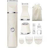 unibono 3-in-1 Electric Razor for Women - Waterproof Bikini Trimmer,Rechargeable Electric Shaver for Lady,Pubic Hair Trimmer Women,Personal Trimmer Groomer for Body Hair (Cream, LY)