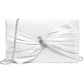 Dasein Women Elegant Satin Bow Flap Evening Bag Rhinestone Clutch Purse Handbag Formal/Wedding/Prom/Party