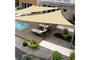 SHADEWIZ Right Triangle 16' x 16' x 22.6' Beige Sun Shade Sail Canopy Awning for Patio Backyard Lawn Garden Outdoor Activities Grade UV Block Mesh Netting, We Can Make Custom Sizes