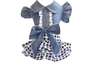 Gyuzh Dog Bubble Bowknot Skirt Dog Cowboy Princess Dresses Puppy Tutu Skirts Summer Dog Dress for Dog Girls Small Medium Dog