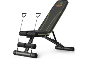 Fitgoods Adjustable Weight Bench for Home Gym, Foldable 700LBS Workout Bench with 9 Backrests, Multi-Purpose Bench Press for Incline Decline Flat with Fast Adjustment (2 resistance bands)