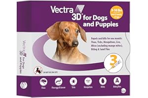 Vectra 3D for Dogs Flea, Tick & Mosquito Treatment & Prevention for Extra Small Dogs (5-10 lbs), 3 month supply