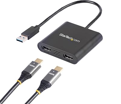 StarTech USB-A 3.0 to Dual HDMI Adapter Windows 4K 30Hz + 1080p 60Hz