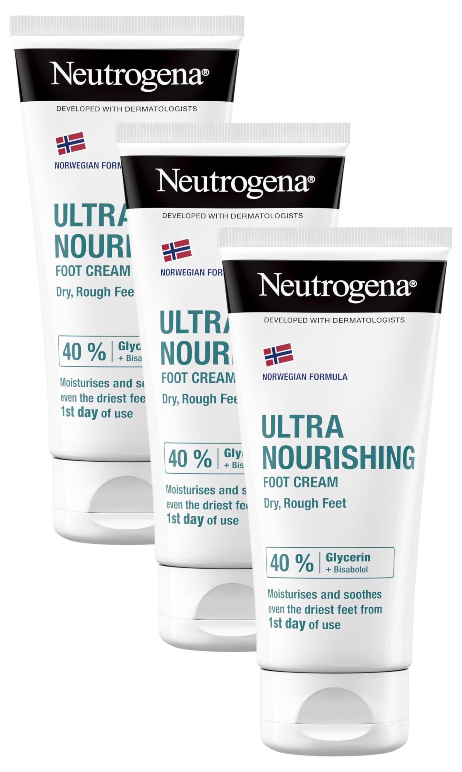 Neutrogena Norwegian Formula Nourishing Foot Cream Dry/Damaged Feet, 100 ml (Pack of 3)