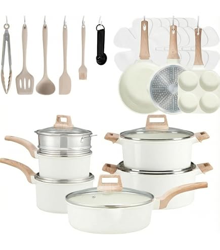 Amazon.com: Simple Deluxe 25Pcs Ceramic Cookware Set, Nonstick