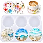 HeyClear Silicone Molds for Resin Coasters 6-Cavity Round Epoxy Resin Molds | for Crafts DIY Tray, Cup Coasters, Flower Bouquet Preservation, Resin Art, Home Decoration, Flexible, Easy to Clean &amp; Demold