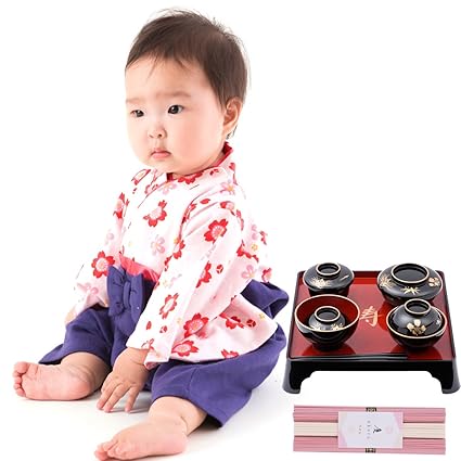 Amazon Fun Fun ファンファン お食い初め 服 袴ロンパース 紅白麺