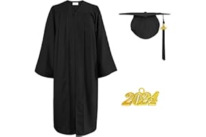 Happy Secret Unisex Matte Graduation Gown Cap Tassel Set 2024 for High School and Bachelor graduation dress
