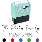 ExcelMark Address Stamp - Custom Return Address Stamp with Elegant Designs, Vibrant Colors &amp; Patterns &ndash; Perfect for Mail, Invitations &amp; Gifts (Seafoam, Santa Catalina)