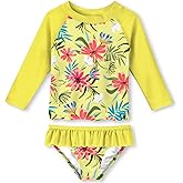 Funnycokid Girls Rash Guard Swimsuit Set Long Sleeve Bathing Suit Two Piece 2-10 Years
