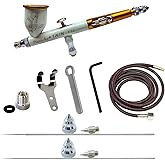 Paasche Airbrush C-TG1-WG Double Action Gravity Feed Airbrush. Includes three head sizes. With custom White-Gold coloring. (Airbrush made in the USA)