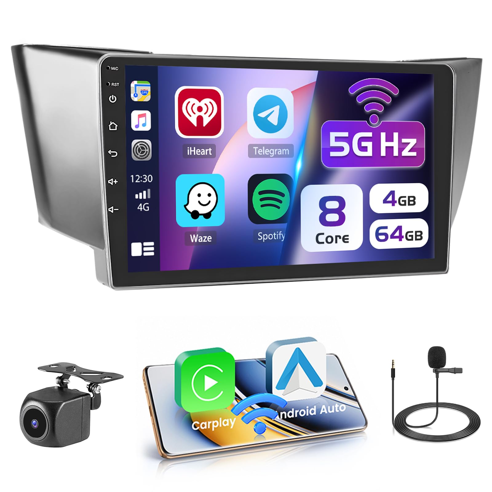 Photo 1 of [8 Core 4G+64G] Car Radio for Lexus RX300 RX330 RX350 RX400H 2004-2009 Android 15 Car Stereo Wireless Carplay, 9 inch Touch Screen for RX400H, Bluetooth 5.0, 32 EQ, GPS, 5G WiFi, 1280 * 720