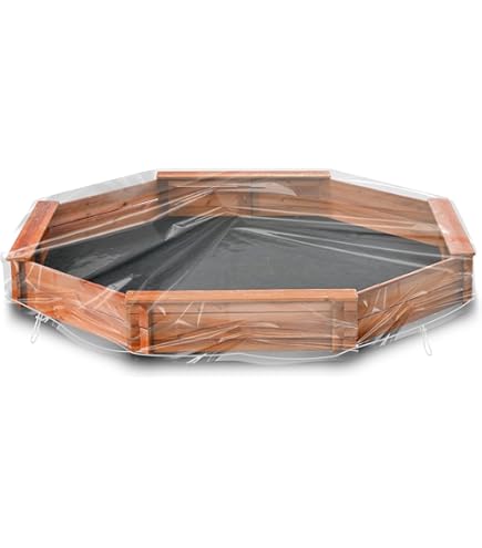 Bac A Sable Lasuroa Octagon Sandbox Cover, 84x78x9in Waterproof Protective Sand Box Cover With Drawstring Closure & Reflective Handles Black 420D Oxford Cloth Sandpit Pool Lid Outdoor For Kids Carre De Sable