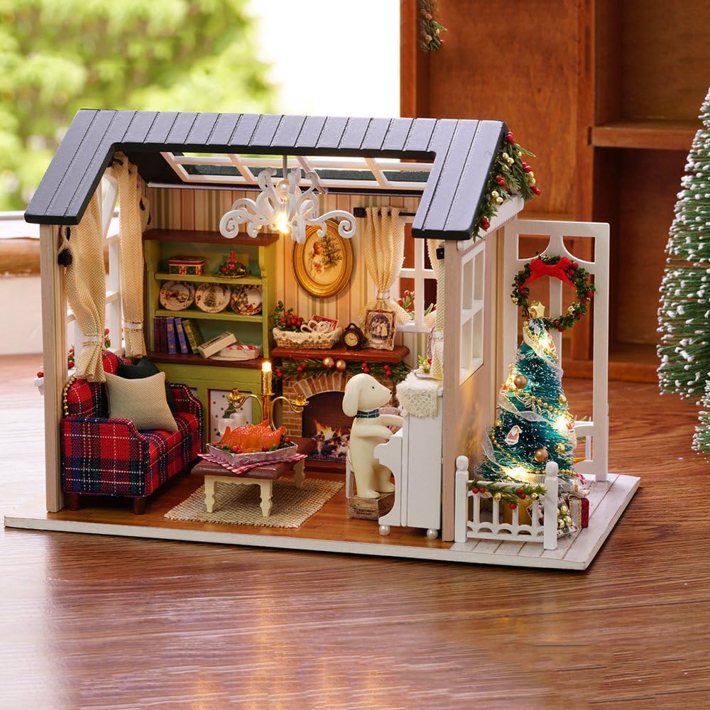 Amazon Cutebee ミニチュアドールハウス クリスマスギフト Ledライト オルゴール付き Holiday Times オルゴール ホビー