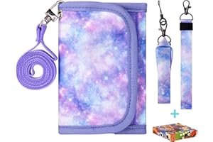 Choco Mocha Girls Wallets for Kids 6-8 8-10, Kids Wallets for Girls 10-12 Trifold Wallet with Lanyard Gift Box 4 5 6 7 8 Year Old Girl Gifts, Starry Sky-Purple