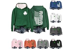 Nagub St. Patrick's Day Sweatshirt for Women Long Sleeve American Flag Hoodie Irish Clover Shamrock Shirt Pullover Tops