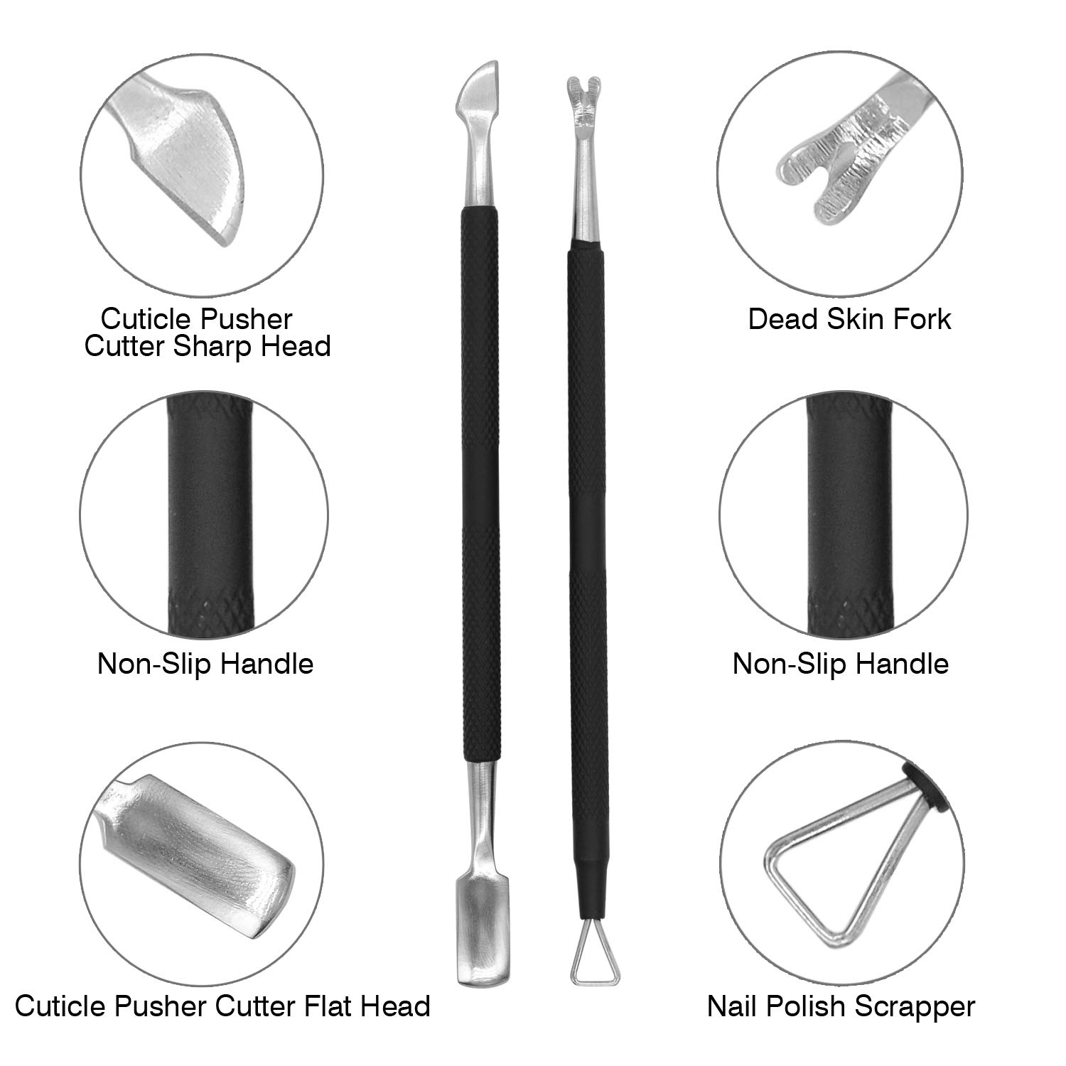 3PCS Anti-slip Handle Cuticle Trimmer with Cuticle Pusher and Triangle Cuticle Nail Pusher Peeler Scraper,Professional Stainless Steel Cuticle Nipper Set for Fingernails Toenails: Beauty