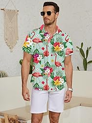 LuckLemocor Mens Hawaiian Shirts Summer Tropical
