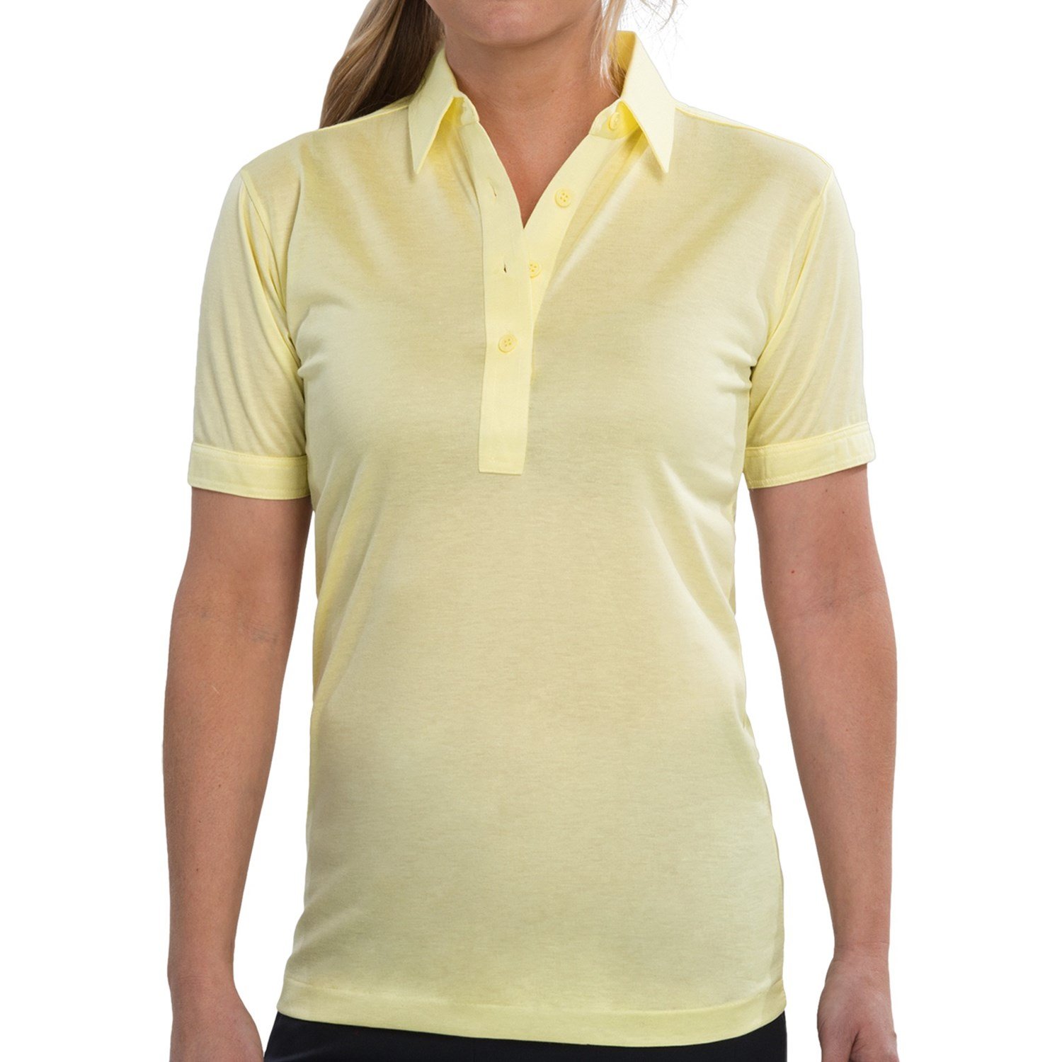 Pro Celebrity Womens High Performance Polo Shirt, Size 32, Light Yellow
