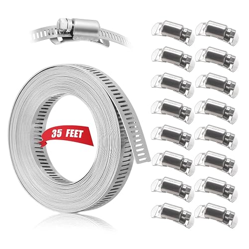 Dianrui DIY Hose Clamp Kit – 12FT 304 Stainless Steel Strap + 8 Fasteners, Adjustable Pipe Clamps For Automotive, Plumbing & Repairs