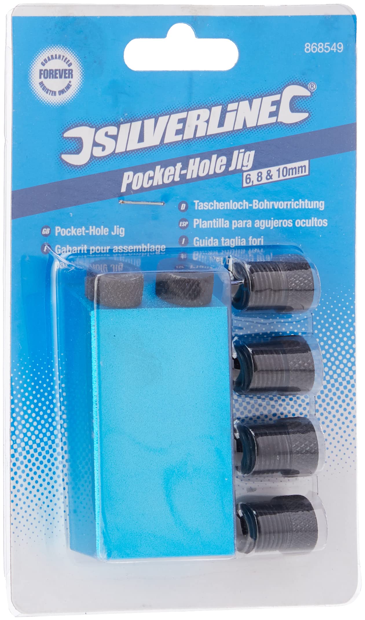 Silverline Pocket-Hole Jig – 6mm, 8mm & 10mm Drill Guide for Precision Wood Joinery & Cabinet Making (868549)