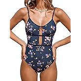 CUPSHE Women's One Piece Swimsuit Scoop Neck Adjustable Straps Cutout Back Self Tie Bathing Suit