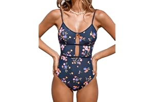 CUPSHE Women's One Piece Swimsuit Scoop Neck Adjustable Straps Cutout Back Self Tie Bathing Suit