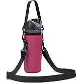 MEETI Neoprene Water Bottle Carrier Bag with Adjustable Shoulder Strap for Owala 24 OZ Tumbler, Insulated Water Bottle Cover for Owala FreeSip Insulated Water Bottle (Mauve, 24 OZ)