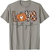 Hello Fall Pumpkin Love Fall Y'all Leopard Peace Love Fall T-Shirt