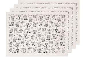 SUPERDANT 4 Pcs Underglaze Transfer Paper Pottery Underglaze Decals Black Highland Cow Floral Waterslide Ceramic Sheet Trimma