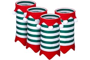 Mixweer Horse Christmas Tack Horse Leg Wraps Faux Fur Polyester Standing Wraps for Horses Leg Loose and Comfortable for Christmas Parades, Set of 4(Stripe)