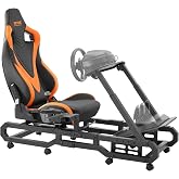 VEVOR Racing Wheel Stand, Racing Cockpit with Wheels for Logitech G923 G920 G29 &amp; Thrustmaster T248P, Heavy Duty Steel Adjustable Cockpit, Max Load 330 LBS