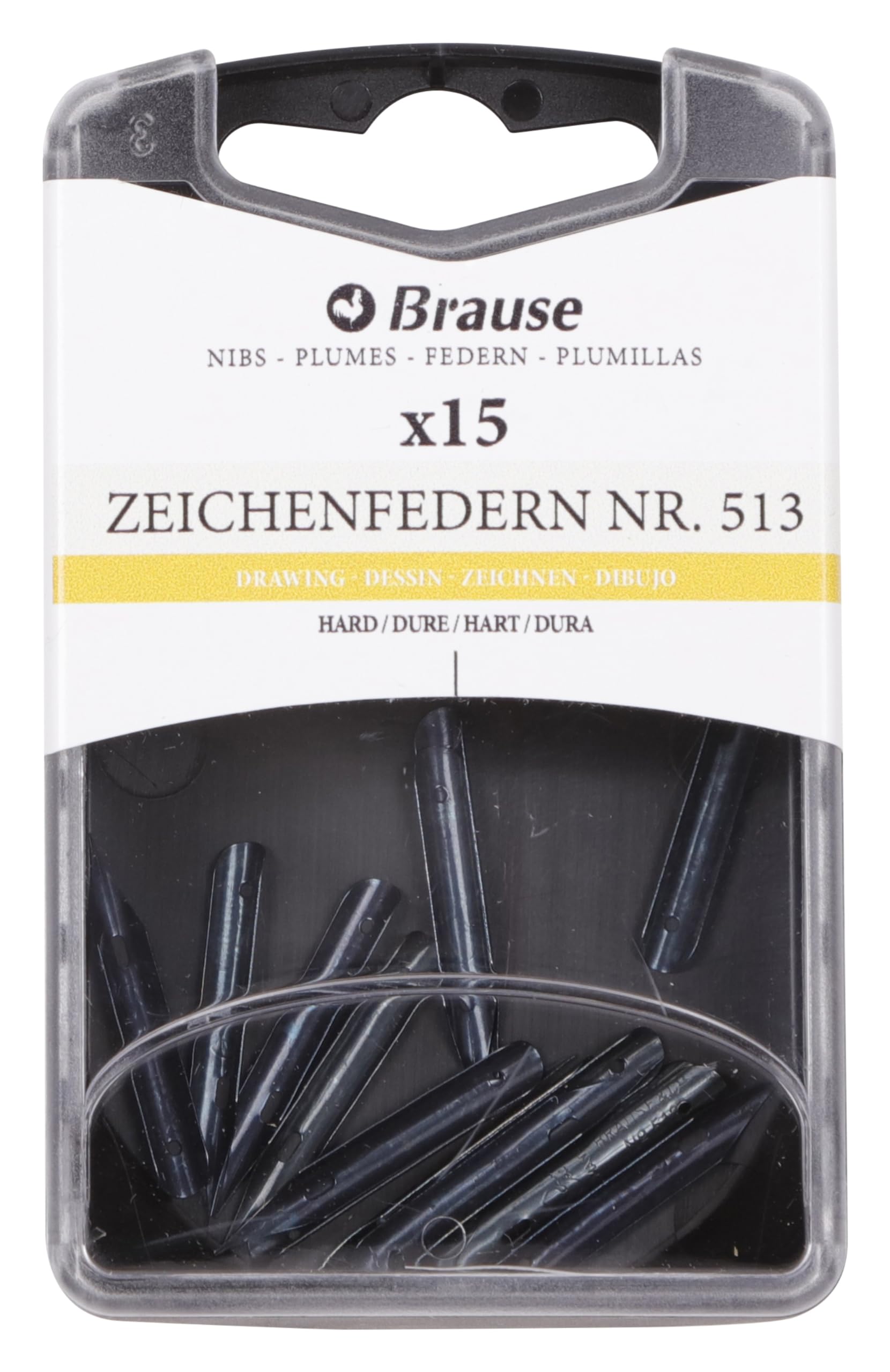 Brause 150513B - Drawing nibs for nib holders - Box 15 Drawing Stiff Nibs (513B) - German Manufacturing - Hard and very fine pointe nib - Dessin Drawing