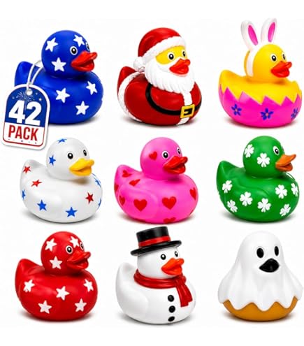 4E's Novelty Rubber Ducks for All Holidays, Bulk Pack of 42