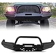 Full Width Front Bumper fit for Ford Ranger 1998-2011, w/Winch Plate Bull Bar D-Ring Mounts Powder Coated Black Heavy-duty Front Bumper Offroad