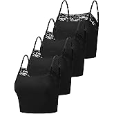 Bencailor 4 Pcs Womens Lace Cami Bralettes Spaghetti Strap Crop Tops Bandeau