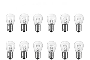 Kadiby 12 Bulk Pack 1156 Bulb,P21W S25 1141 7506 Ba15s 12v 32cp Automotive Brake/Back Up/Reverse Light Clear Miniature RV Bul