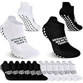 Glitopper 6 Pairs Grip Religious Socks Christian Sock Anti Slip Athletic Running Ankle Sock Elastic Low Cut with Rubber Dots Jesus Religious Faith Gifts for Men Women Football Basketball Soccer Sports
