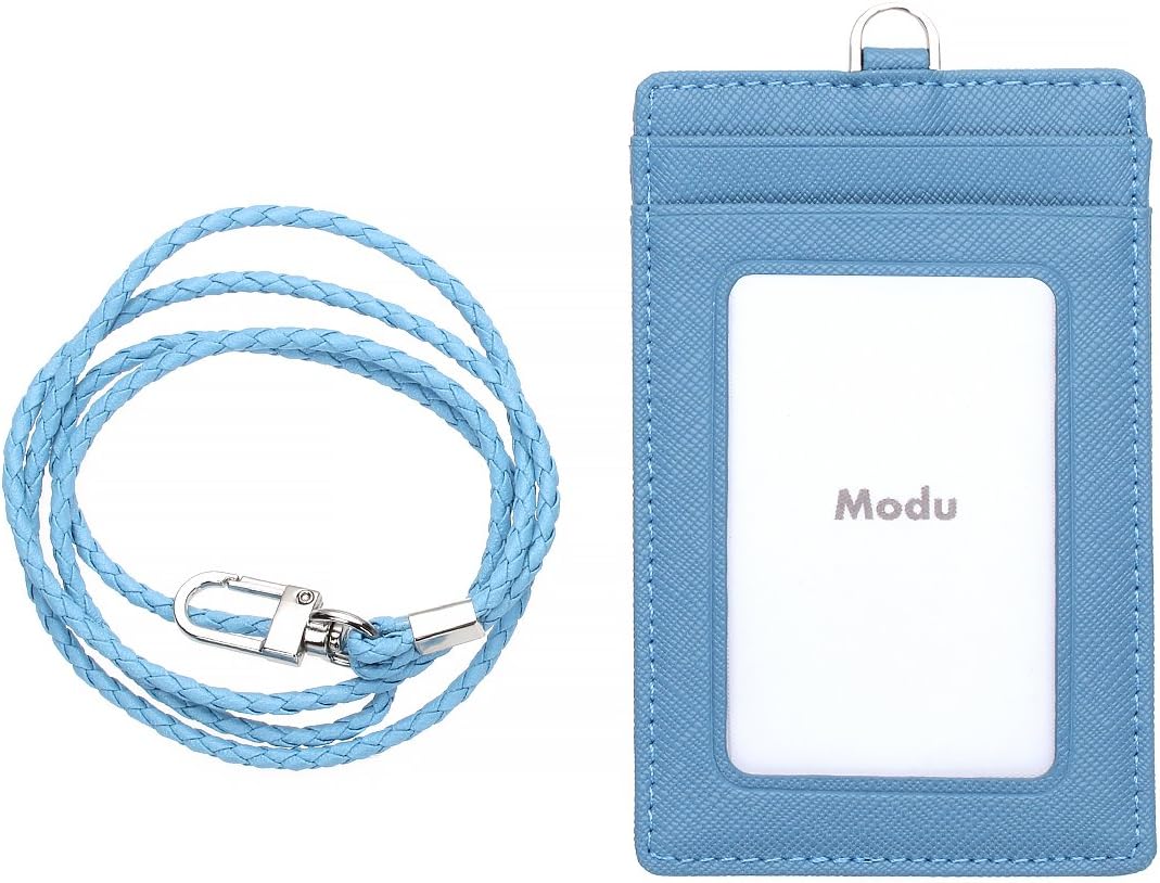 Leather ID Card Holder (Skyblue)