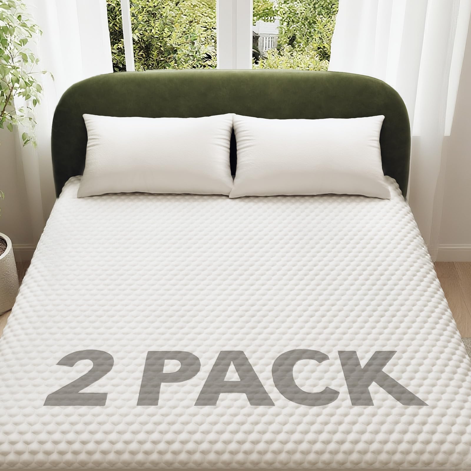 OhGeni 100% Waterproof Twin-2 Pack Mattress Protector, Fitted Sheet with Stretchable Pockets, Deep Sleep Noiseless Soft. Breathable Cooling Hypoallergenic Material, Bed Cover for Mattress Image