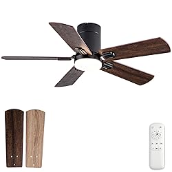 BOOMJOY 42 Inch Black Ceiling Fans with Lights and