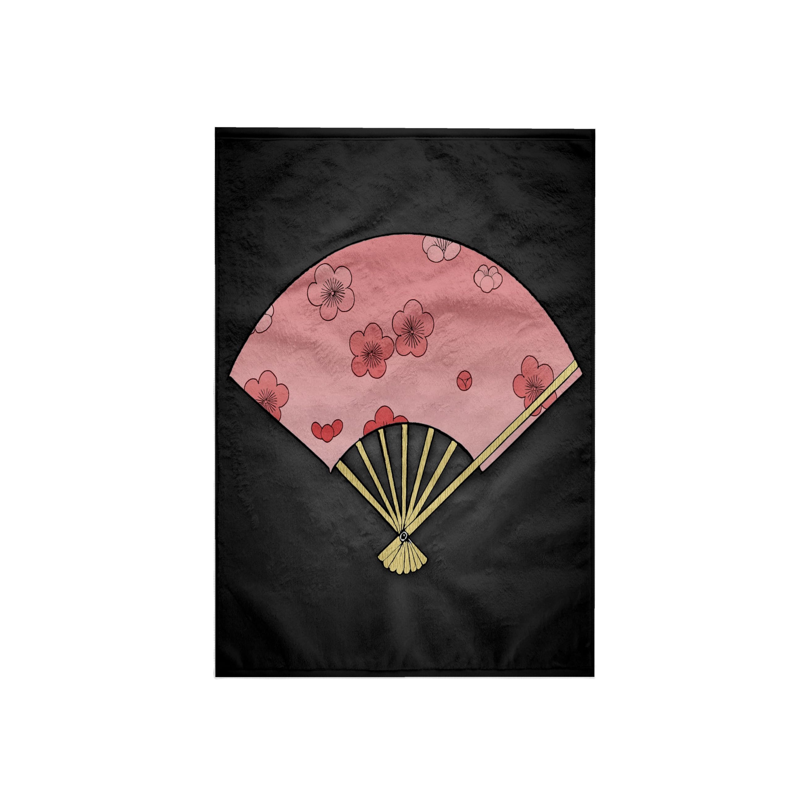 3dRose "Japanese Fan with Cherry Blossoms Towel, Polyester/Cotton, White, 15 x 22-Inch
