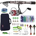 Sougayilang Fishing Rod and Reel Set Carbon Fiber Telescopic Fishing Rod 12+1BB Spinning Reel with Carry Case for Saltwater Freshwater