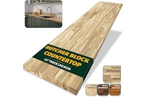 Howizz 3ft L x 25in Acacia Butcher Block Countertop, Unfinished Solid Wood Butcher Block Table Top for DIY Washer Dryer/Island/Kitchen/Workbench, 1.5in Thick