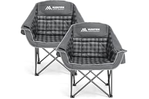 Huskfirm 2 Pack Camping Chairs Oversized Padded Camping Chair Heavy-Duty Foldable Camping Chairs with Cup Holder and Cooler Bag Portable Lawn Chair for Sports Outdoors-Support 450LBS, Grey