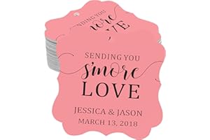 Darling Souvenir Custom Hang Tags Sending You S'More Love Favor Gift Tags Personalized Fancy Bonbonniere Tag-Peach & Pink-100