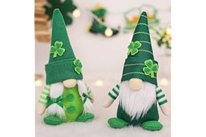 MARITOWN 2PCS St. Patrick's Day Gnomes Plush Decorations, Handmade Rustic Gnome Gifts Holiday Decor Ornaments Wedding Table Tiered Tray Shelf Decorations for Home Office Coffee Bar (St. Patrick's Day - B)