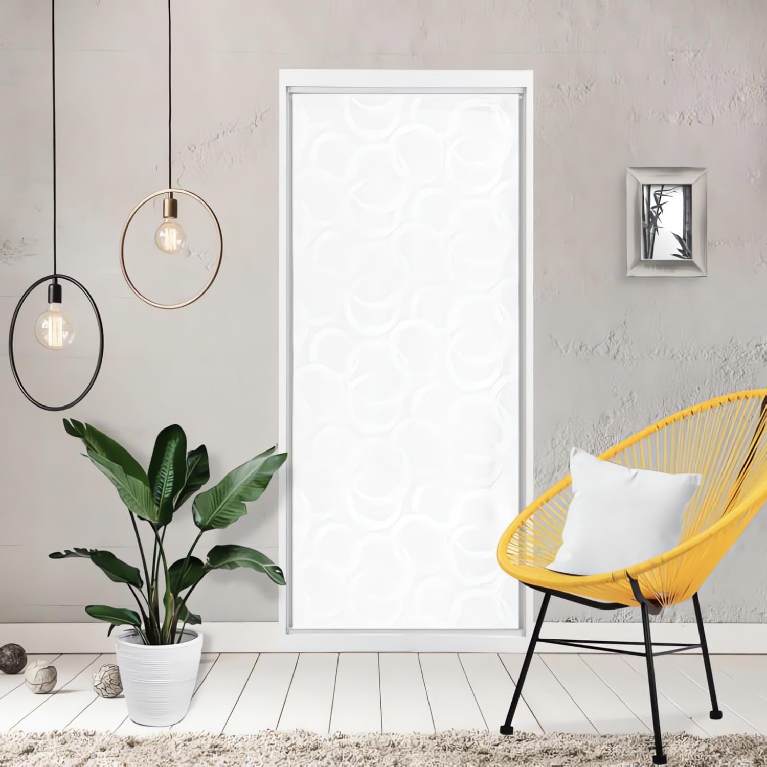 Soleil d'ocre Circle Net Curtain, Polyester, White, 90 x 200 cm