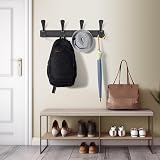 BOOKARROW Coat Hook Wall Mounted Matt Black Heavy Duty Aluminum Wall Coat Rack view 6